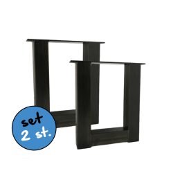 Stalen onderstel U salontafelpoot 6x6cm koker - transparant gepoedercoat