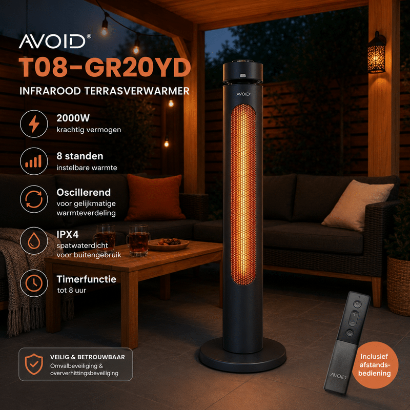 AVOID T08-GR20YD staande infrarood heater 2000W met afstandsbediening - Afbeelding 2