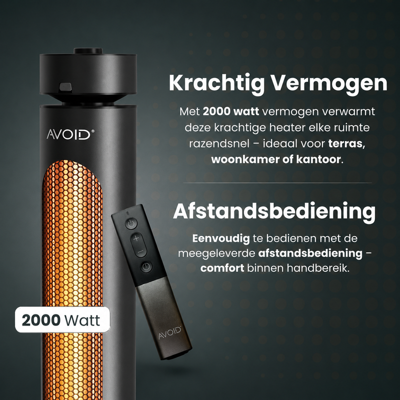 AVOID T08-GR20YD staande infrarood heater 2000W met afstandsbediening - Afbeelding 5