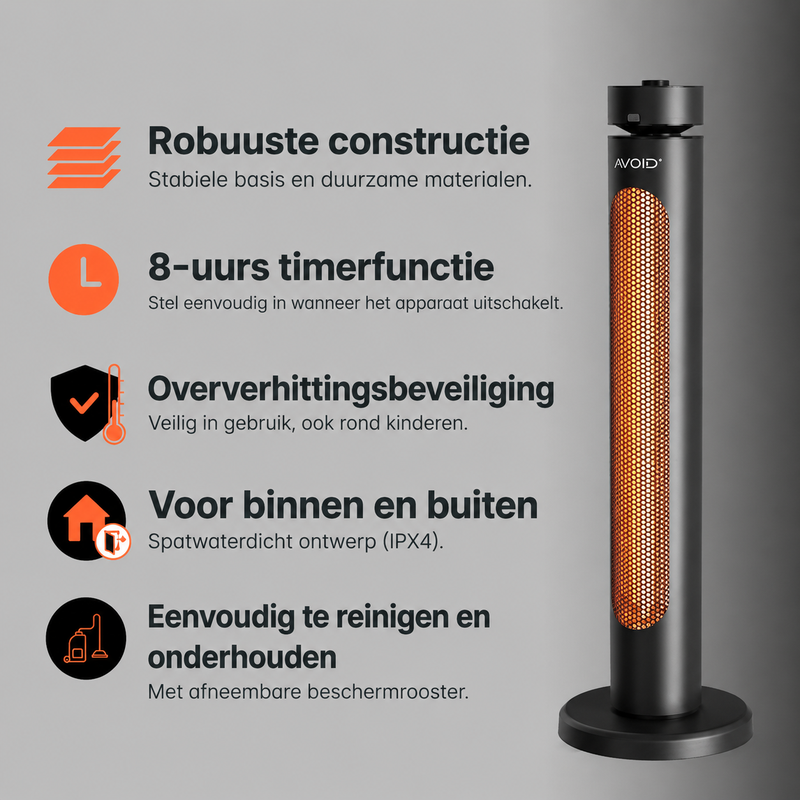 AVOID T08-GR20YD staande infrarood heater 2000W met afstandsbediening - Afbeelding 8
