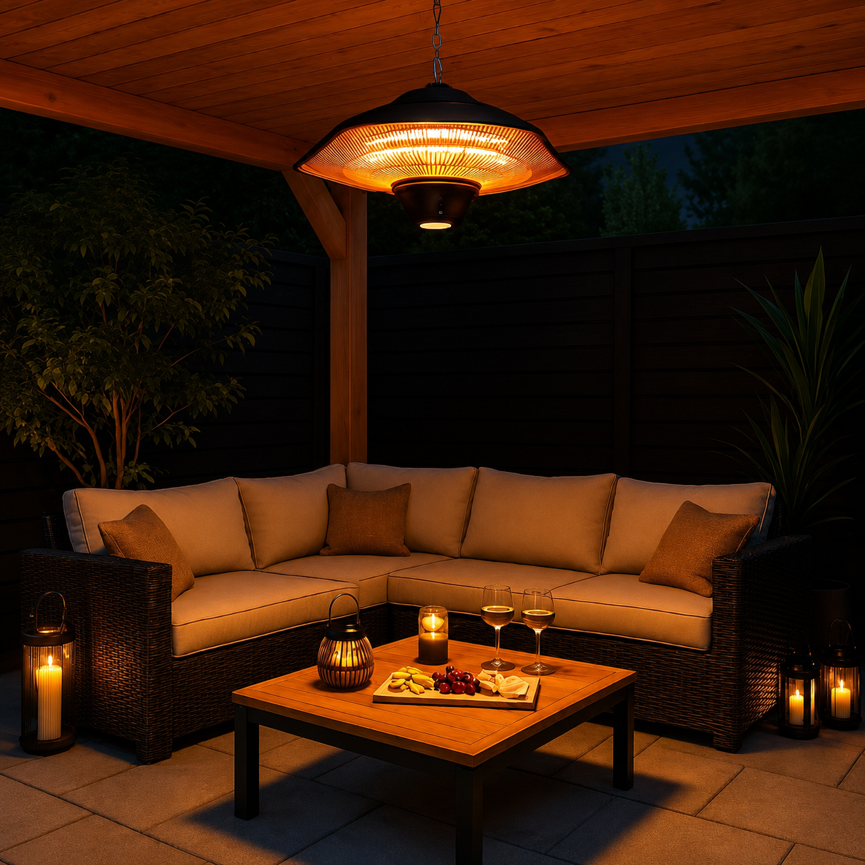 AVOID SHL-2000BR hangende terrasverwarmer 2000W met afstandsbediening en LED - Afbeelding 4
